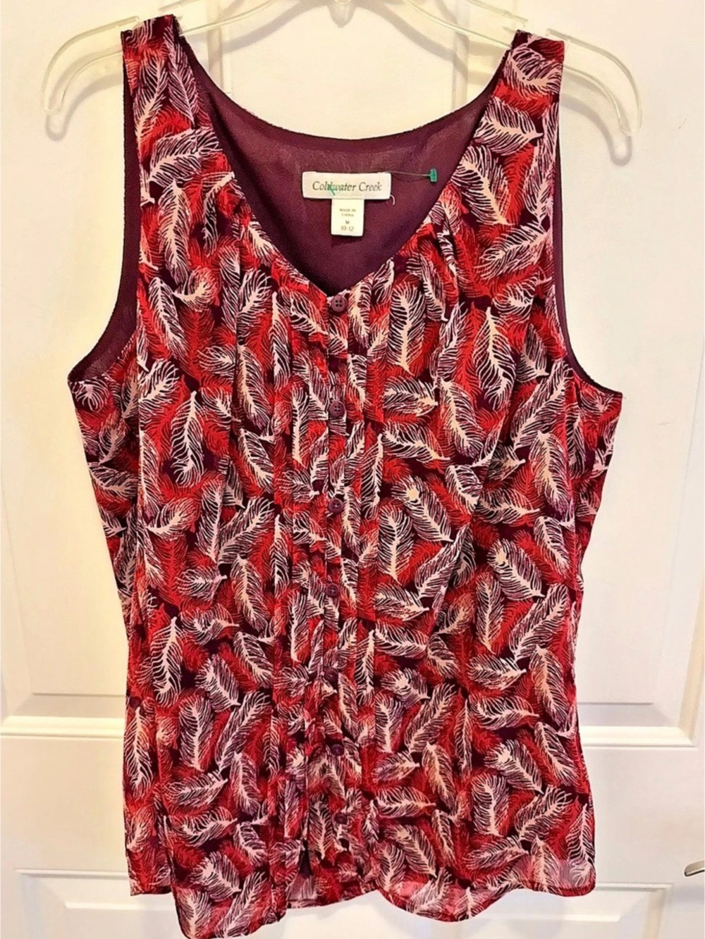Coldwater Creek Printed Sleeveless Top in Red & Purple Size Medium